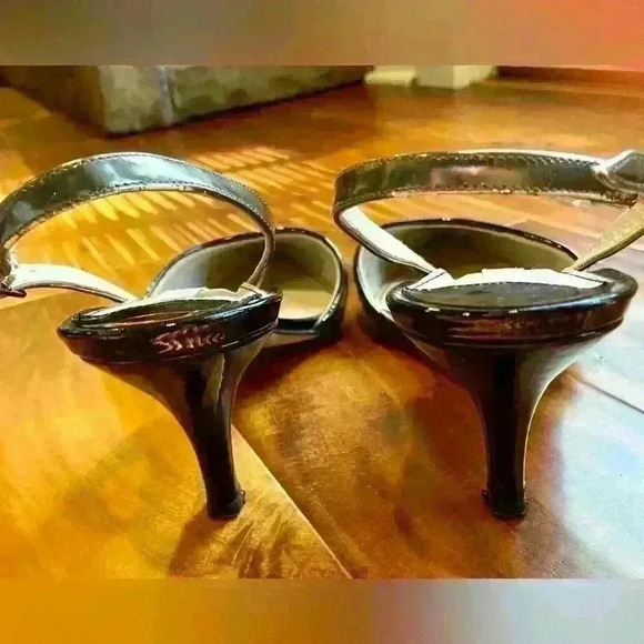 Boden Leopard/Cheetah Print With Black Patent Heels Slingback Pumps 41 (9 1/2) - Picture 6 of 10